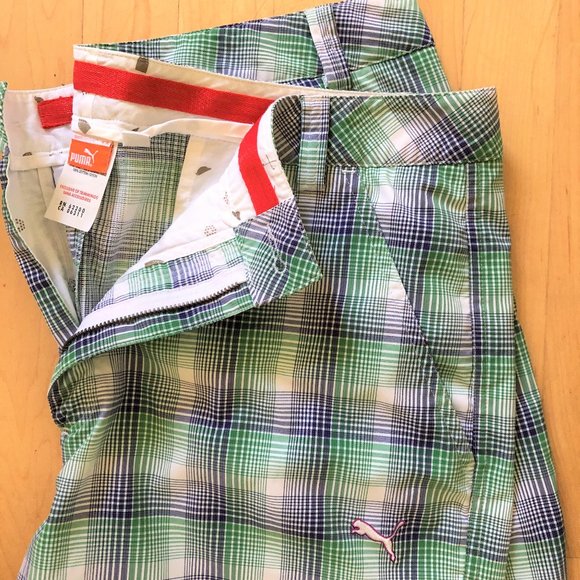 Men's Plaid PUMA GOLF Shorts - Picture 4 of 4